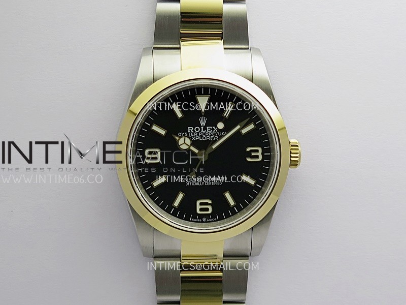 Explorer 124273 36mm 904L SS/YG QF 1:1 Best Edition Black Dial On 904L SS Bracelet SH3230 (Free Sprung)