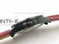 Avenger GMT DLC Black Stick Marker Textured Dial Black Inner bezel on Leather strap A2836