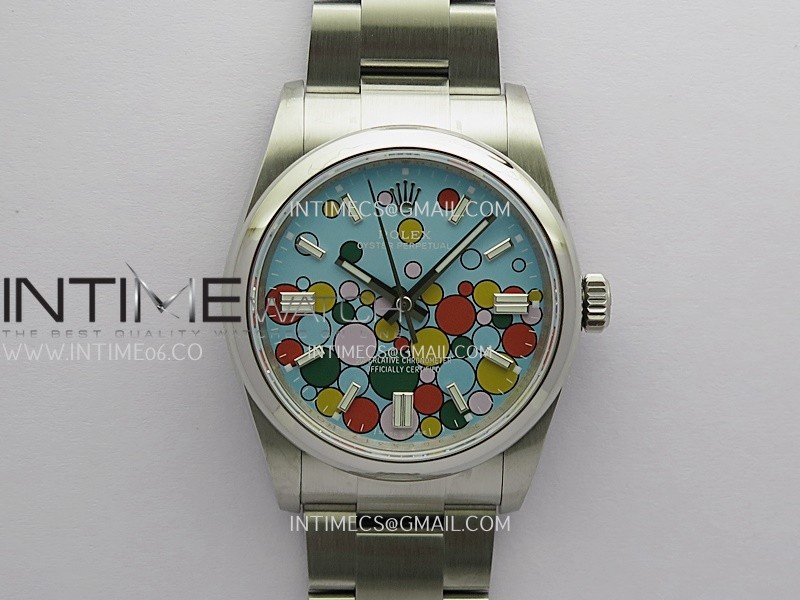 Oyster Perpetual 36mm 126000 QF 1:1 Best Edition Turquoise Blue Celebration Motif Dial On SS Bracelet SH3230 (Free Sprung)