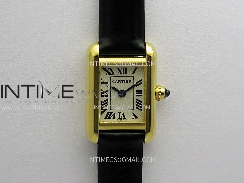 Tank Must Mini 16.5mm YG 8848F 1:1 Best Edition White Dial On Black Leather Strap Ronda Quartz