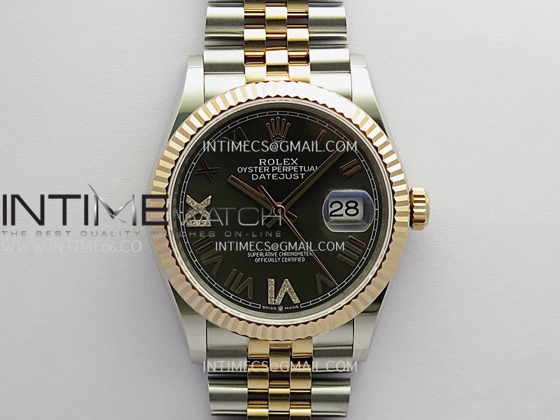 DateJust 36MM 126231 SS/RG APSF Best Edition Gray Dial Roman-Diamond Marker On SS/RG Jubilee Bracelet SA3235