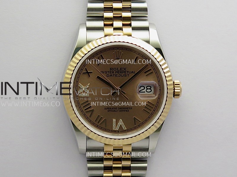 DateJust 36MM 126231 SS/RG APSF Best Edition RG Dial Roman-Diamond Marker On SS/RG Jubilee Bracelet SA3235