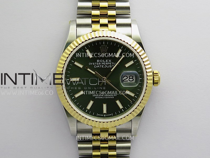 DateJust 36MM 126233 SS/YG APSF Best Edition Green Dial Stick Marker On SS/YG Jubilee Bracelet SA3235