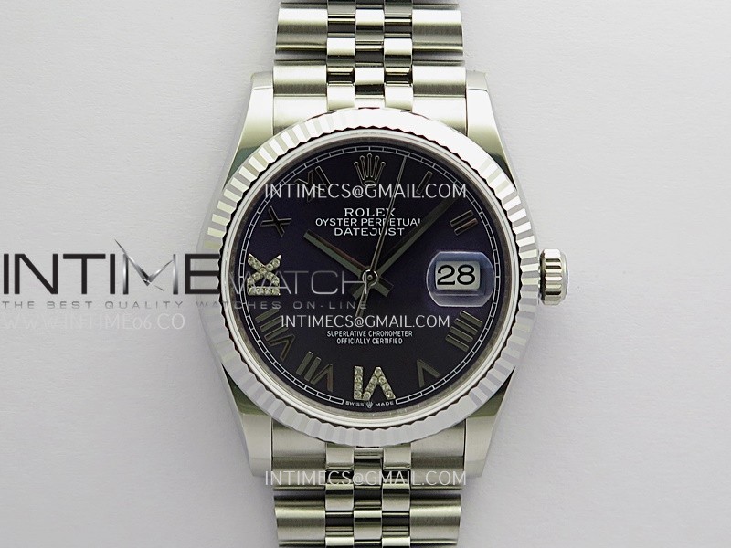 DateJust 36MM 126234 SS APSF Best Edition Purple Dial Roman-Diamond Marker On SS Jubilee Bracelet SA3235