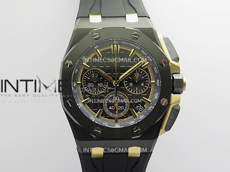 Royal Oak Offshore 43mm 26420 Ceramic/RG DDF 1:1 Black Dial On Black Rubber Strap Super Clone DD4401