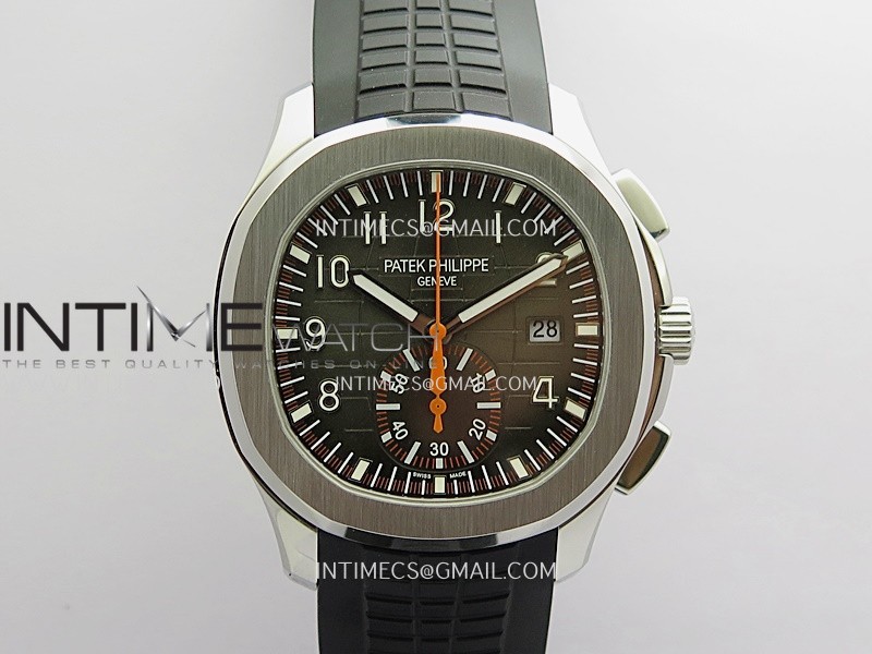 Aquanaut 5968 SS V2 P1F Best Edition Gray Dial On Black Rubber Strap A520 (Free Orange Rubber Strap)