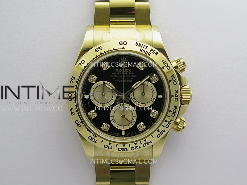 Daytona 126508 YG Gain Weight 3WF 1:1 Black Dial Gold Subdial Diamond Marker On Oyster Bracelet SH4131 (Free Sprung)