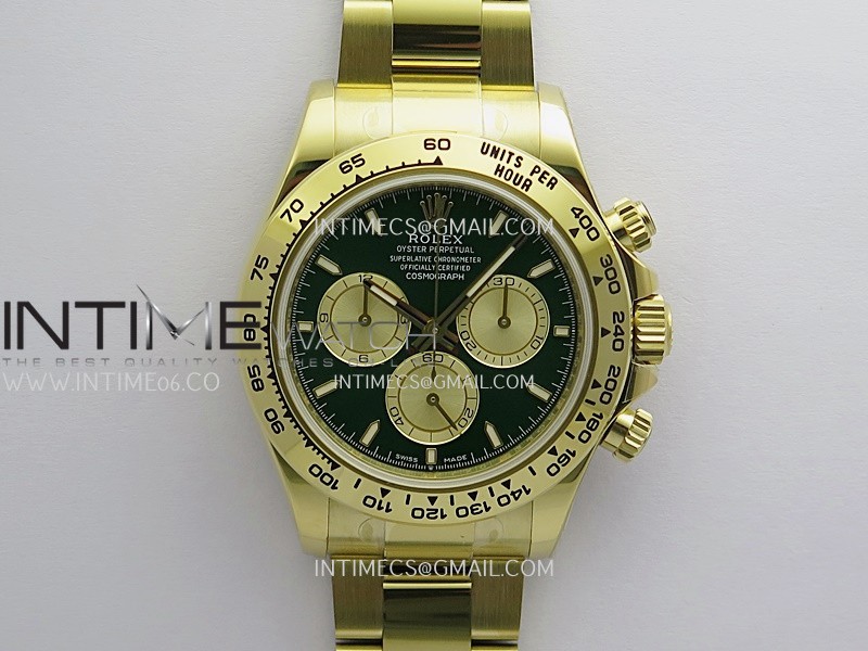 Daytona 126508 YG Gain Weight 3WF 1:1 Green Dial Gold Subdial Stick Marker On Oyster Bracelet SH4131 (Free Sprung)