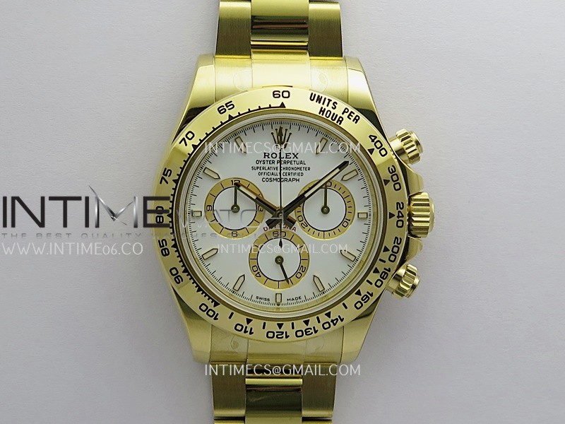 Daytona 126508 YG Gain Weight 3WF 1:1 White Dial Stick Marker On Oyster Bracelet SH4131 (Free Sprung)
