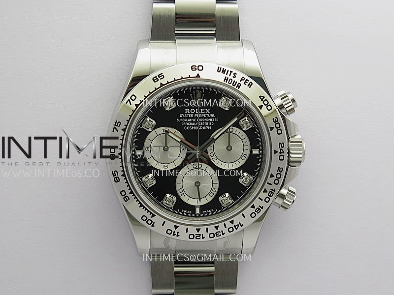 Daytona 126509 Gain Weight 3WF 1:1 Black Dial Silver Subdial Diamond Marker On Oyster Bracelet SH4131 (Free Sprung)