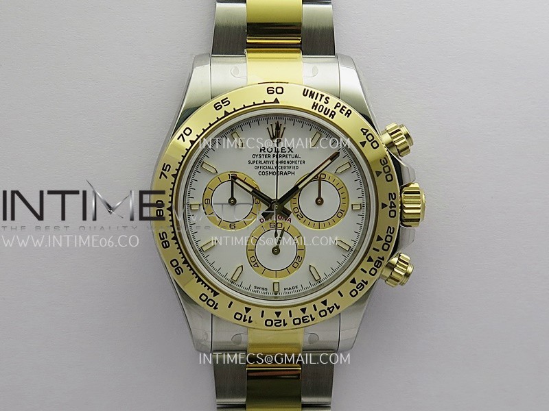 Daytona 126503 SS/YG Gain Weight 3WF 1:1 White Dial Stick Marker On Oyster Bracelet JH4131 (Free Sprung)