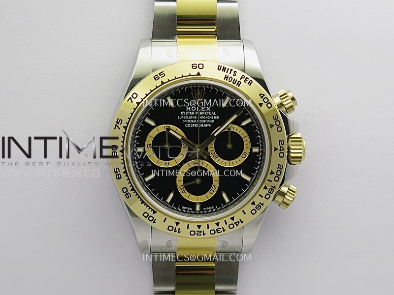 Daytona 126503 SS/YG Gain Weight 3WF 1:1 Black Dial Stick Marker On Oyster Bracelet JH4131 (Free Sprung)