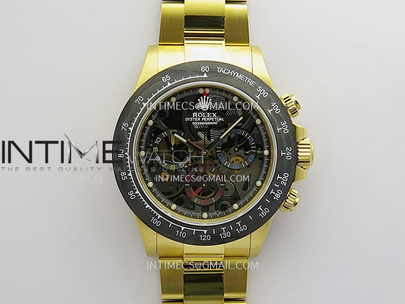 Daytona Montoya YG SONIC Best Edition Carbon Bezel Skeleton Dial On YG Oyster Bracelet SA4130