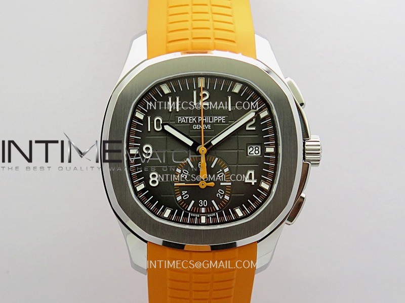 Aquanaut 5968 SS DDF 1:1 Best Edition Gray Dial On Orange Rubber Strap A520