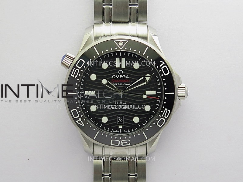 Seamaster Diver 300M Black Ceramic Bezel Free Sprung ORF 1:1 Black Dial On SS Bracelet Asian Super Clone 8800