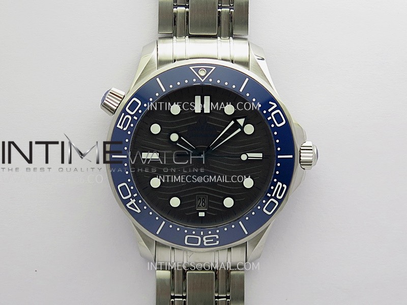Seamaster Diver 300M Blue Ceramic Bezel Free Sprung ORF 1:1 Gray Dial On SS Bracelet Asian Super Clone 8800