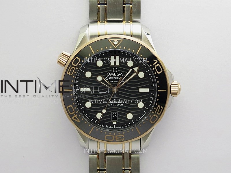 Seamaster Diver 300M Black Ceramic Bezel Free Sprung ORF 1:1 Black Dial On SS/RG Bracelet Asian Super Clone 8800