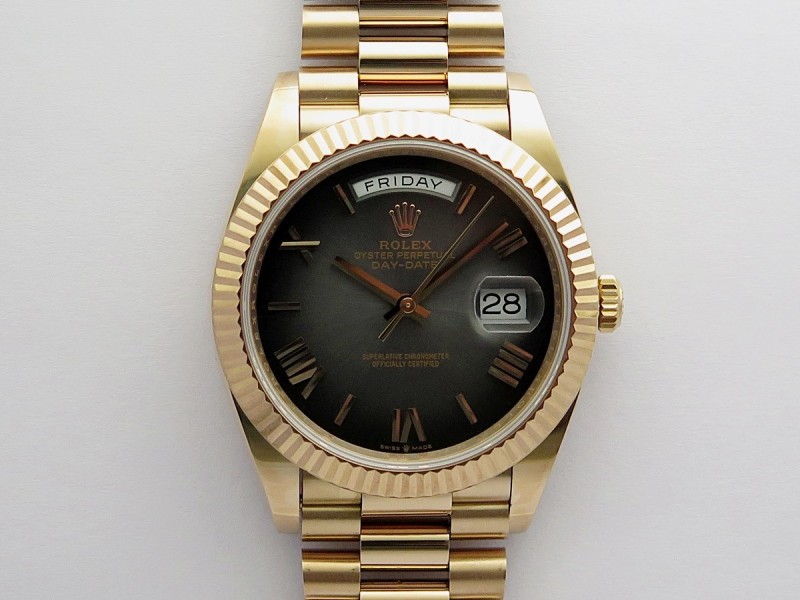 Day Date 228239 40mm Gain Weight V9 QF 1:1 Gray Ombre Dial Roman Marker On RG President Bracelet JH3255 (Free Sprung)