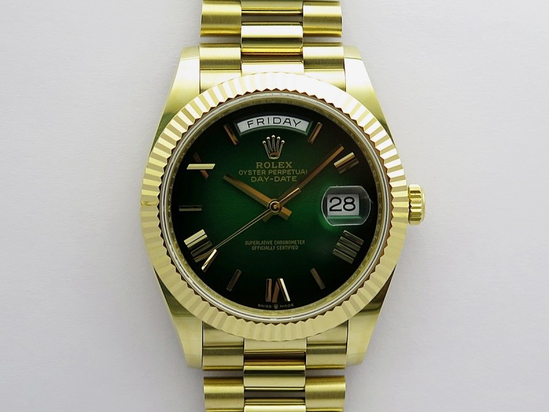 Day Date 228239 40mm Gain Weight V9 QF 1:1 Green Ombre Dial Roman Marker On YG President Bracelet JH3255 (Free Sprung)