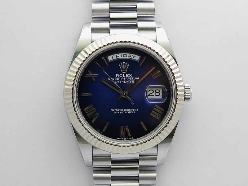 Day Date 228239 40mm Gain Weight V9 QF 1:1 Blue Ombre Dial Roman Marker On President Bracelet JH3255 (Free Sprung)