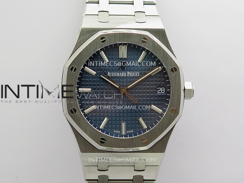 Royal Oak 41mm 15500 SS JF 1:1 Best Edition Blue Dial On SS Bracelet Super Clone DD4302 (Free Sprung Look)