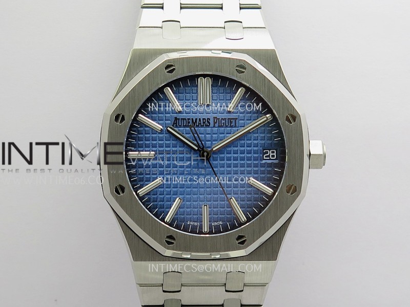 Royal Oak 41mm 15510 SS JF 1:1 Best Edition Blue Ombre Dial On SS Bracelet Super Clone DD4302 (Free Sprung Look)