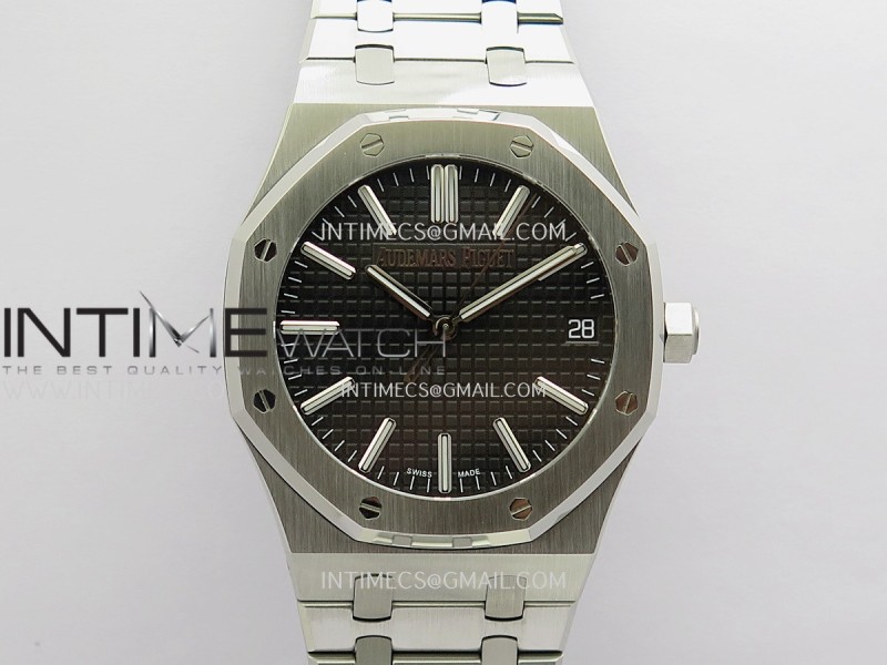 Royal Oak 41mm 15510 SS JF 1:1 Best Edition Black Dial On SS Bracelet Super Clone DD4302 (Free Sprung Look)