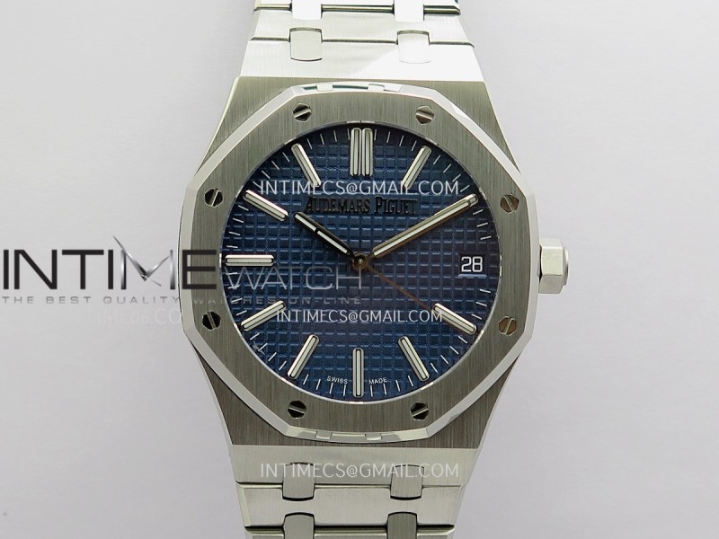 Royal Oak 41mm 15510 SS JF 1:1 Best Edition Blue Dial On SS Bracelet Super Clone DD4302 (Free Sprung Look)