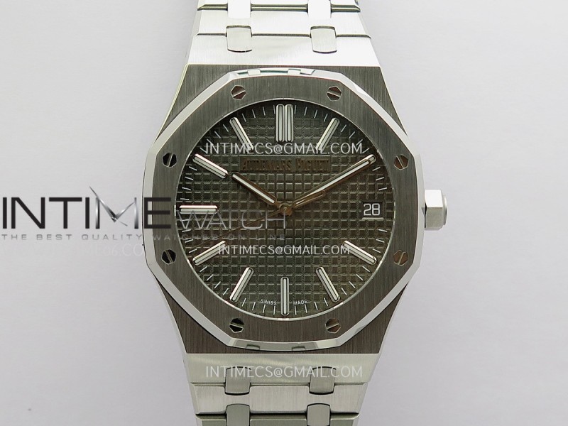 Royal Oak 41mm 15510 SS JF 1:1 Best Edition Gray Dial On SS Bracelet Super Clone DD4302 (Free Sprung Look)