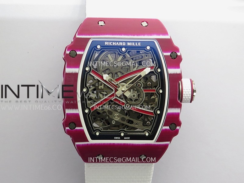 RM67-02 Mutaz Red NTPT Umi Office 1:1 Beat Edition Red Skeleton Dial On White Nylon Strap Super Clone CRMA7 V3
