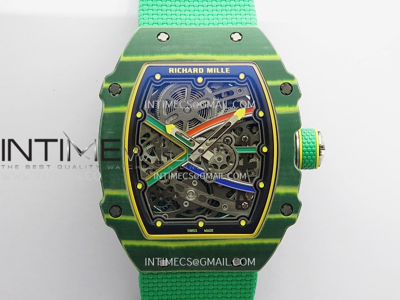 RM67-02 Brazil Green NTPT Umi Office 1:1 Beat Edition Blue/Red/Green Skeleton Dial On Green Nylon Strap Super Clone CRMA7 V3