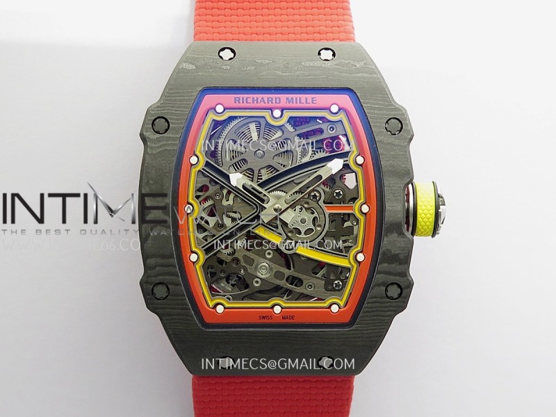 RM67-02 Alexander Black NTPT Umi Office 1:1 Beat Edition Black/Red/Yellow Skeleton Dial On Red Nylon Strap Super Clone CRMA7 V3
