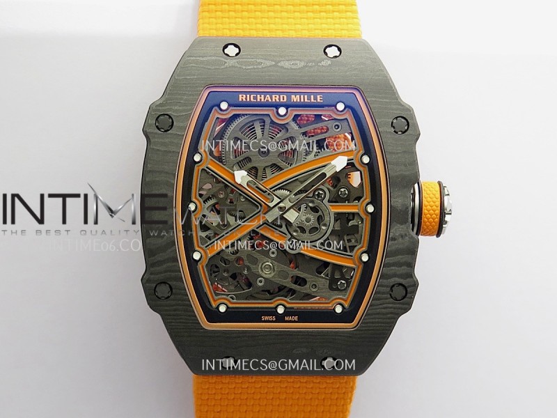 RM67-02 McLaren Black NTPT Umi Office 1:1 Beat Edition Orange Skeleton Dial On Orange Nylon Strap Super Clone CRMA7 V3