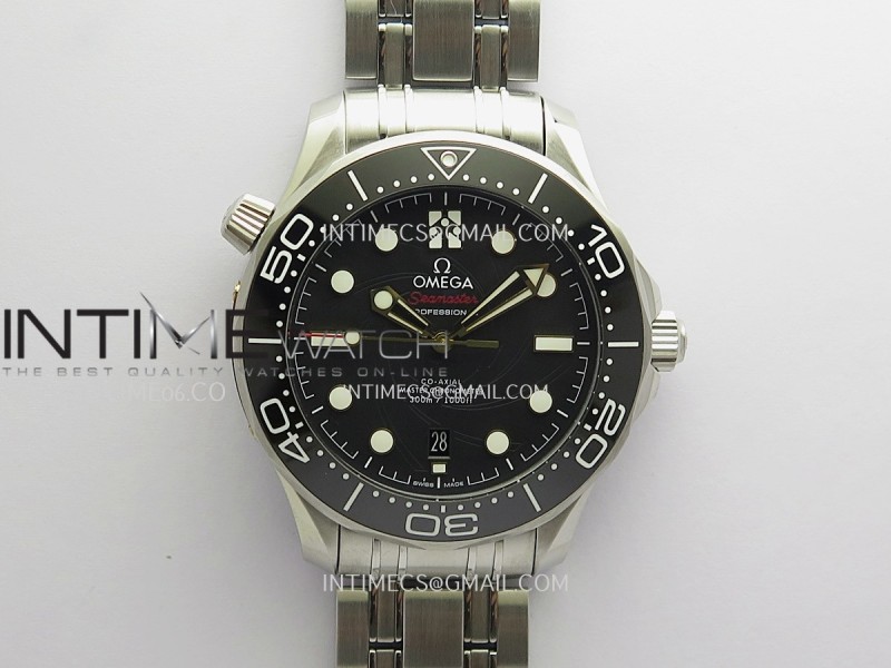 Seamaster Diver 300M 007 Free Sprung ORF 1:1 Black Dial On SS/RG Bracelet Asian Super Clone 8800