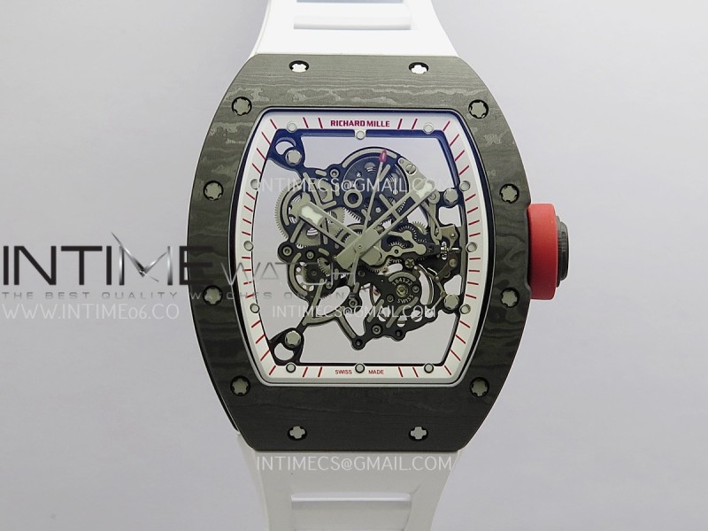 RM055 Black NTPT Red Crown GTF Best Skeleton Dial White Rubber Strap RMUL2 Super Clone (Free Sprung)
