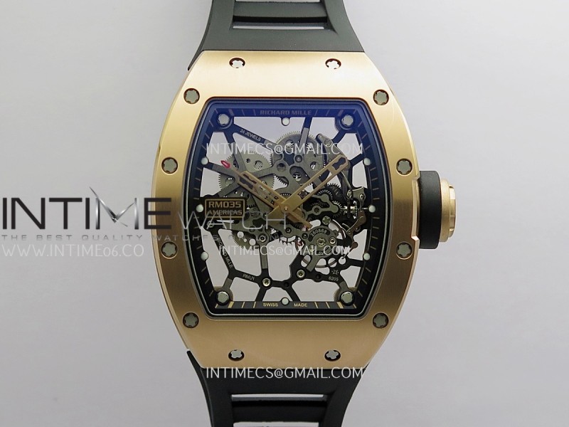 RM035 Americas RG GTF Best Edition Skeleton Dial On Black Rubber Strap Super Clone RMUL1 (Free Sprung)