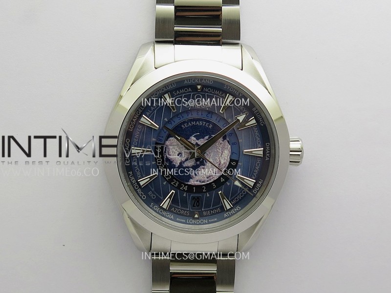Aqua Terra 150M World Time 24 Hours SS VRS 1:1 Summer Blue Dial On SS Bracelet Super Clone 8938