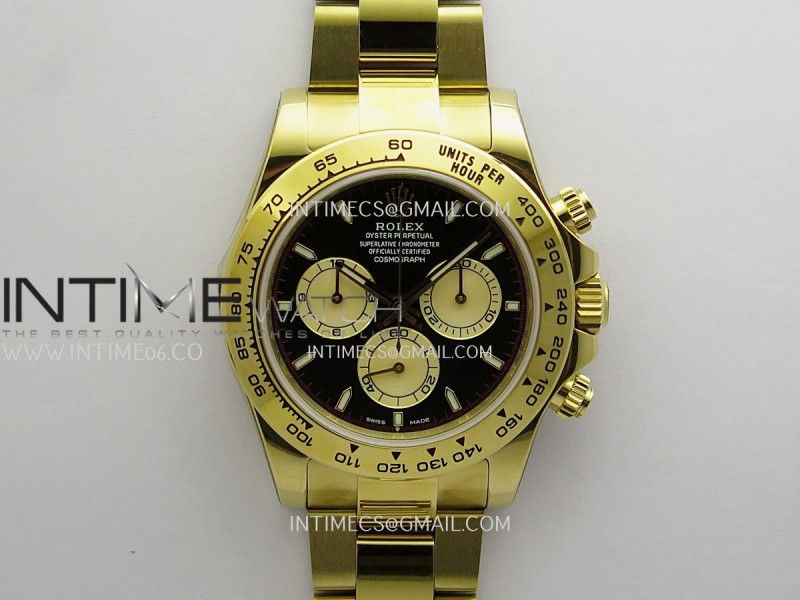 Daytona 126508 YG Gain Weight ZF 1:1 Black Dial Gold Subdial Stick Marker On Oyster Bracelet SH4131