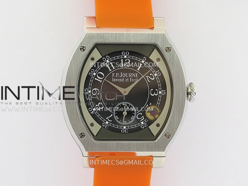 F.P.Journe Elegante SS 3EF Best Edition Black Dial On Orange Rubber Strap Quartz