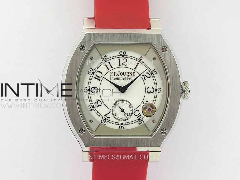 F.P.Journe Elegante SS 3EF Best Edition White Dial On Red Rubber Strap Quartz