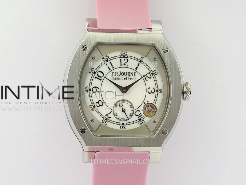 F.P.Journe Elegante SS 3EF Best Edition White Dial On Pink Rubber Strap Quartz