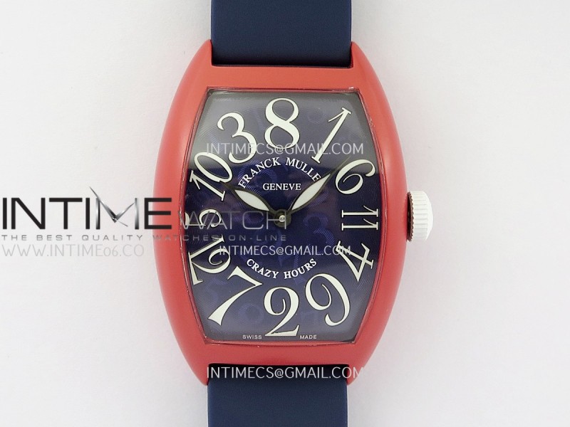 Crazy Hours Real Jumping Hour Red PVD ABF Blue Dial On Blue Rubber Strap A23J