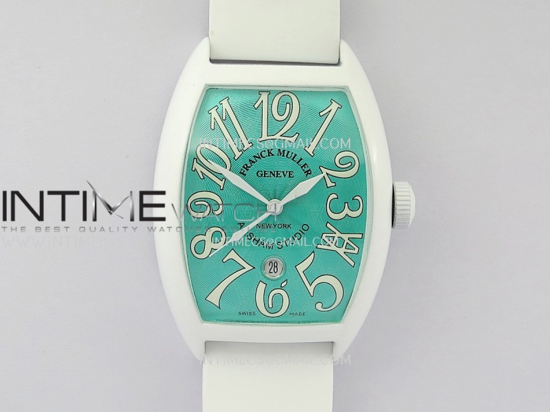 FM Casablanca White PVD ABF Summer Blue Dial On White Rubber Strap A23J