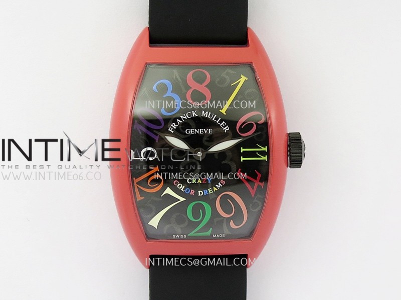 Crazy Hours Real Jumping Hour Red PVD ABF Black Dial Color Marker On Black Rubber Strap A23J