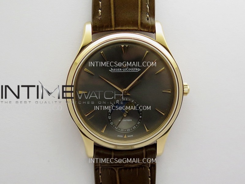 Master Ultra Thin Moon 1368420 RG GF 1:1 Best Edition Gray Dial on Brown Leather Strap Asian 925