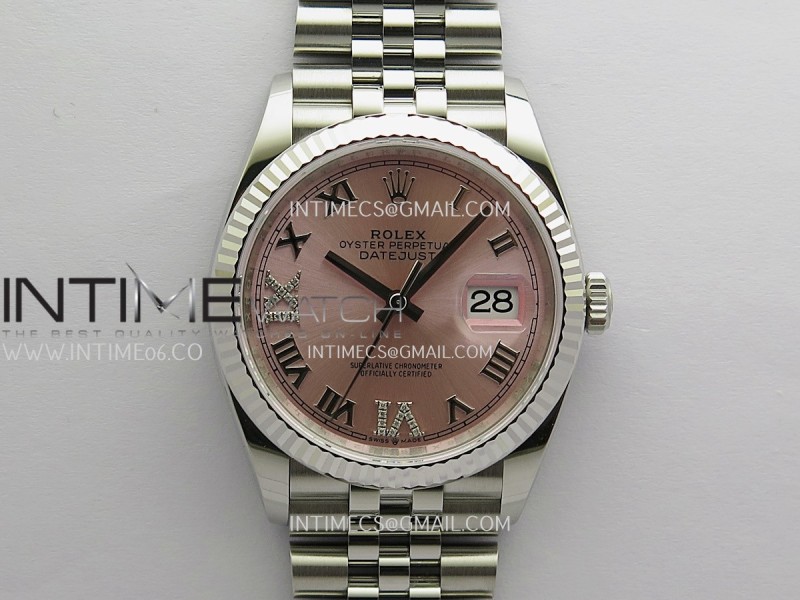 DateJust 126234 36mm 904L SS V2 VSF 1:1 Best Edition Pink Dial Roman Marker Diamond At 6 and 9 On Jubilee Bracelet DD3235