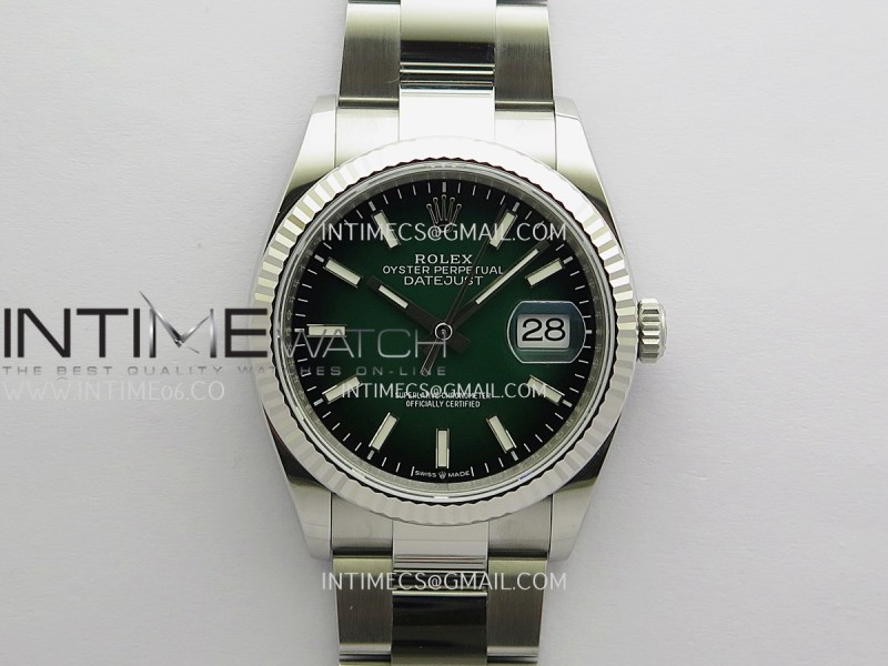 DateJust 126234 36mm 904L SS V2 VSF 1:1 Best Edition Green Ombre Dial Stick Marker On Oyster Bracelet DD3235