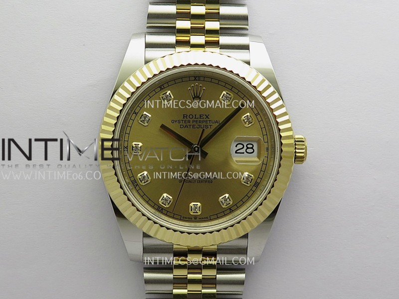 DateJust 41mm 126333 904 SS/YG QF 1:1 Gold Dial Diamond Marker On SS/YG Jubilee Bracelet JH3235 (Free Sprung)