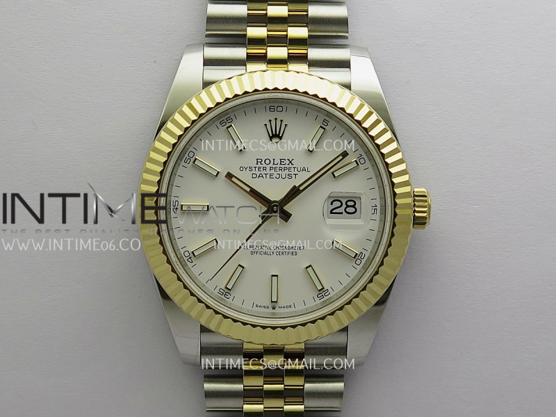 DateJust 41mm 126333 904 SS/YG QF 1:1 White Dial Stick Marker On SS/YG Jubilee Bracelet JH3235 (Free Sprung)