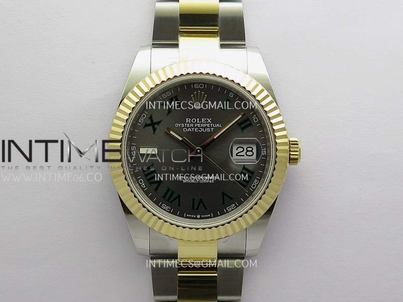 DateJust 41mm 126333 904 SS/YG QF 1:1 Gray Dial Roman Marker On SS/YG Oyster Bracelet JH3235 (Free Sprung)